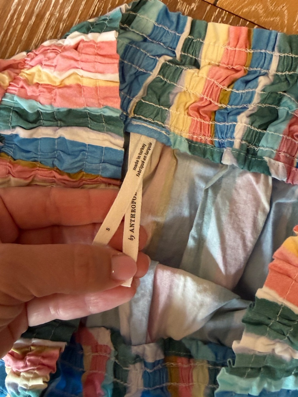 Anthropologie Tiered Mini Skirt Small Multicolor Stripe Cotton Boho - Picture 3 of 7